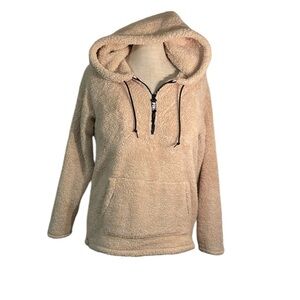 PINK by Victoria Secret women’s beige fleece hoodie. Size Medium.